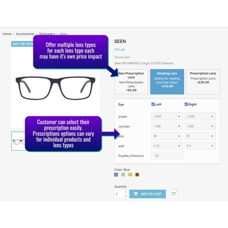 Prescription Glasses - Prestashop Module