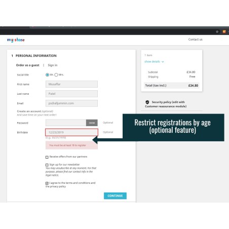 Age Verify - Prestashop Module