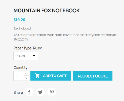 Request Quote button on the product page