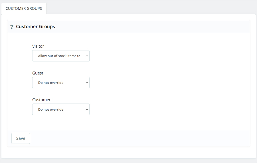 Configuring customer group stock override options