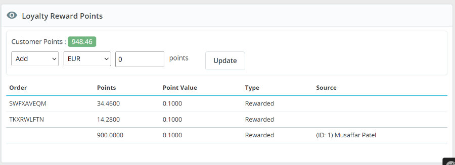 Managing Customer Points