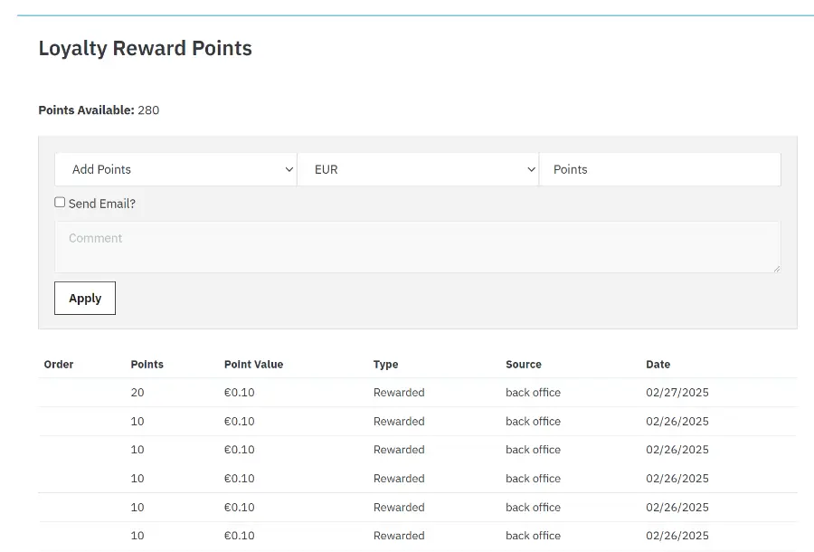 Managing customer points