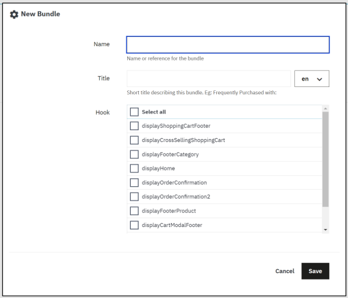 Create new bundle form