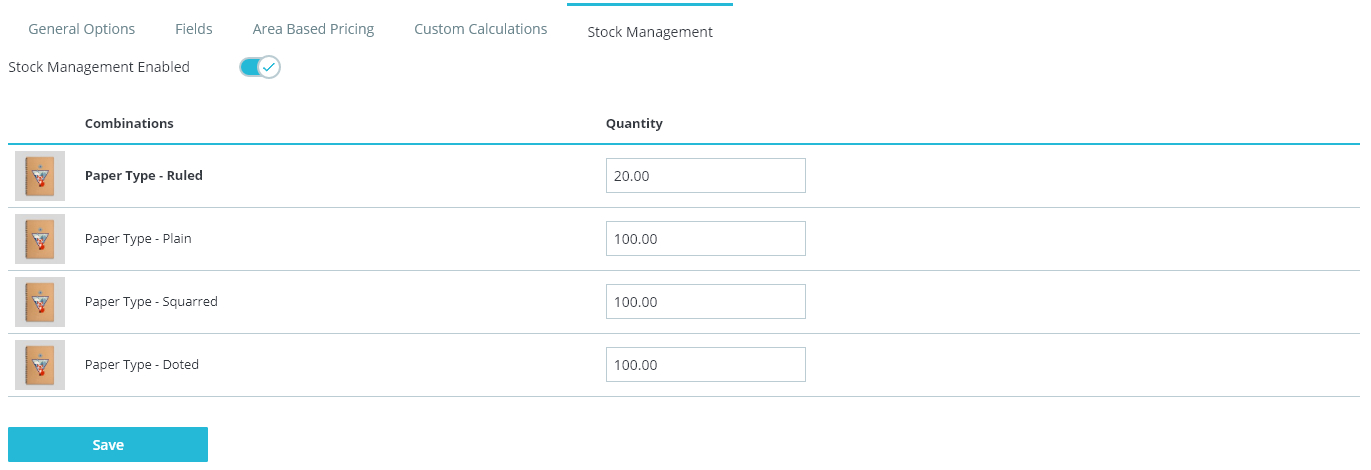 Area based stock management