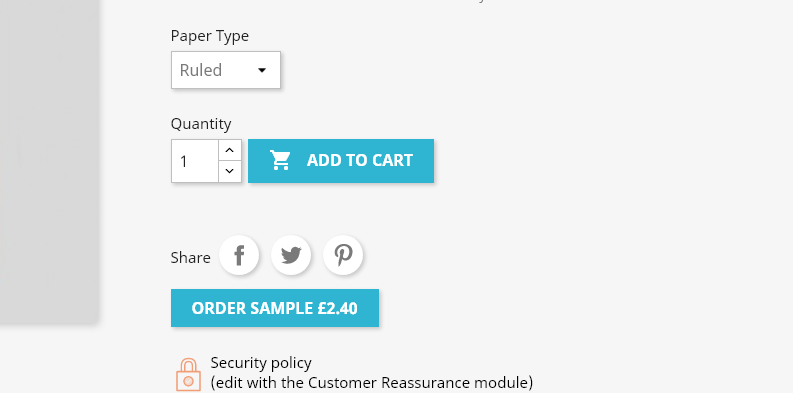 Product Sample button on the product page